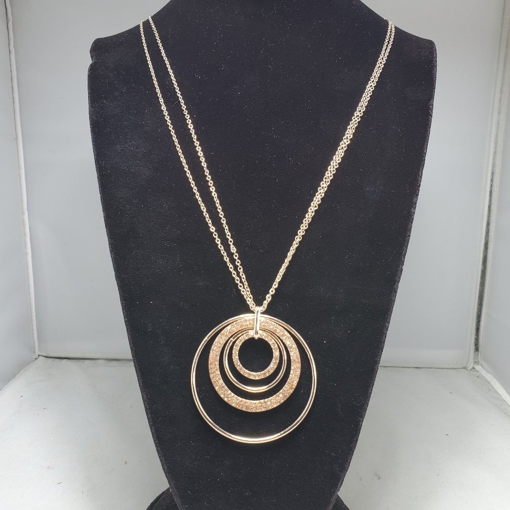 Bay Studio Glitter Pendant Earring & Necklace Set One Size Rose Gold Tone